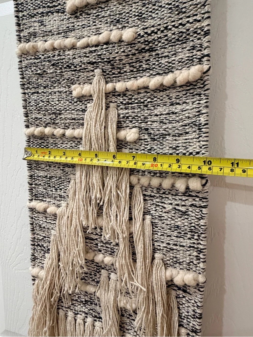 Neutral Black & Cream Woven Wall Hanging - Boho Home Decor